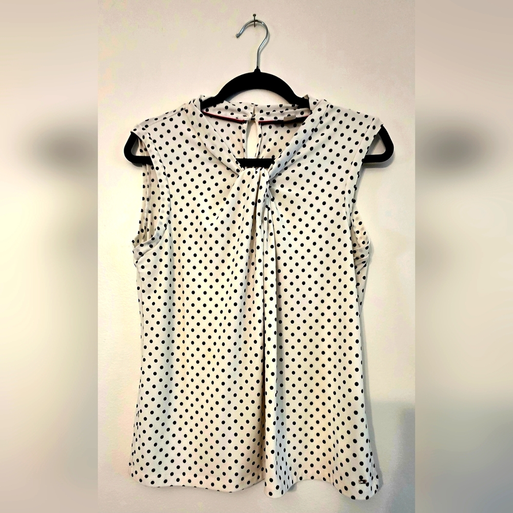 Tommy Hilfiger Polka-Dot Sleeveless Blouse- Size L